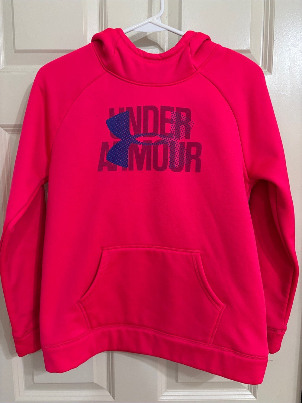 Under Armour Girls Hot Pink Hoodie with Navy Logo